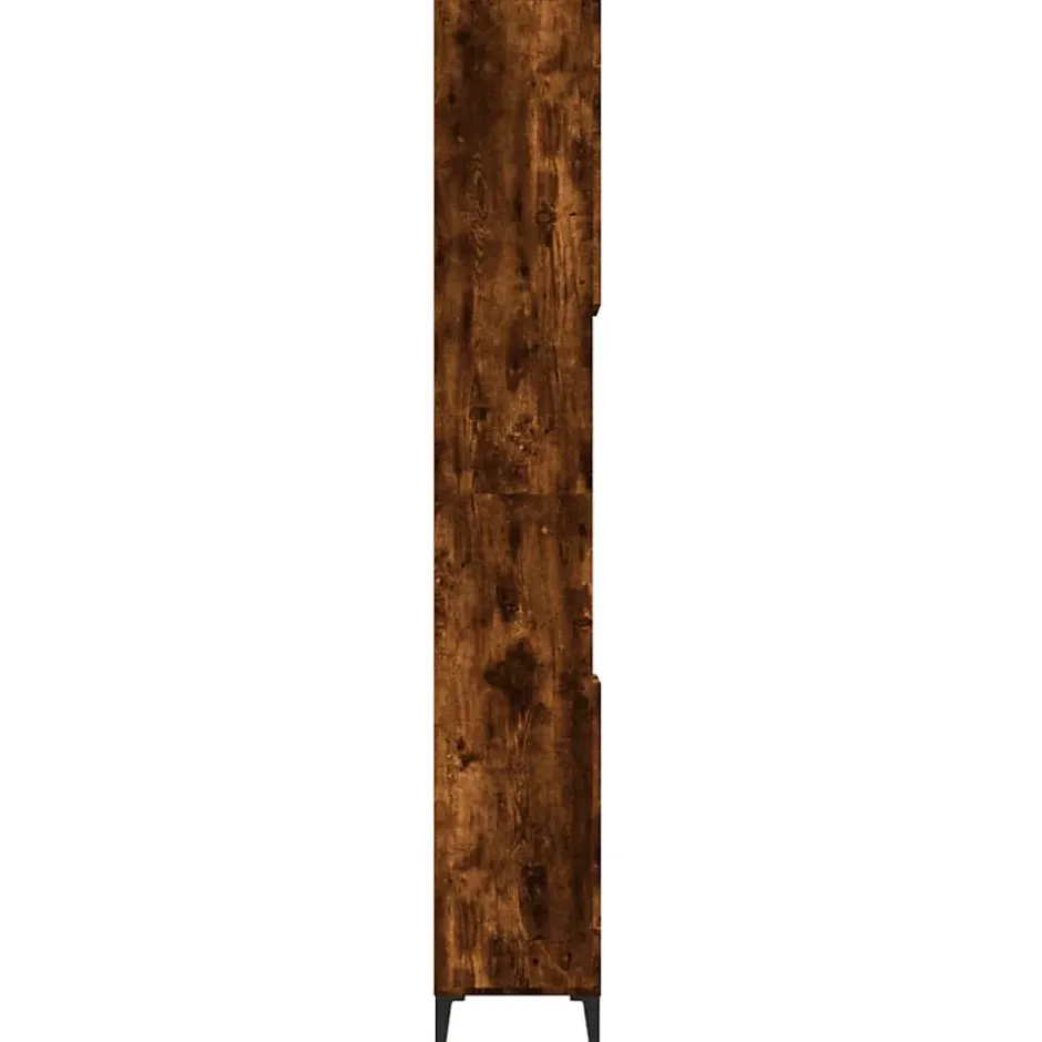 zmh Armoire de bain chêne fumé 30x30x190 cm bois d'ingénierie* Meuble Wc