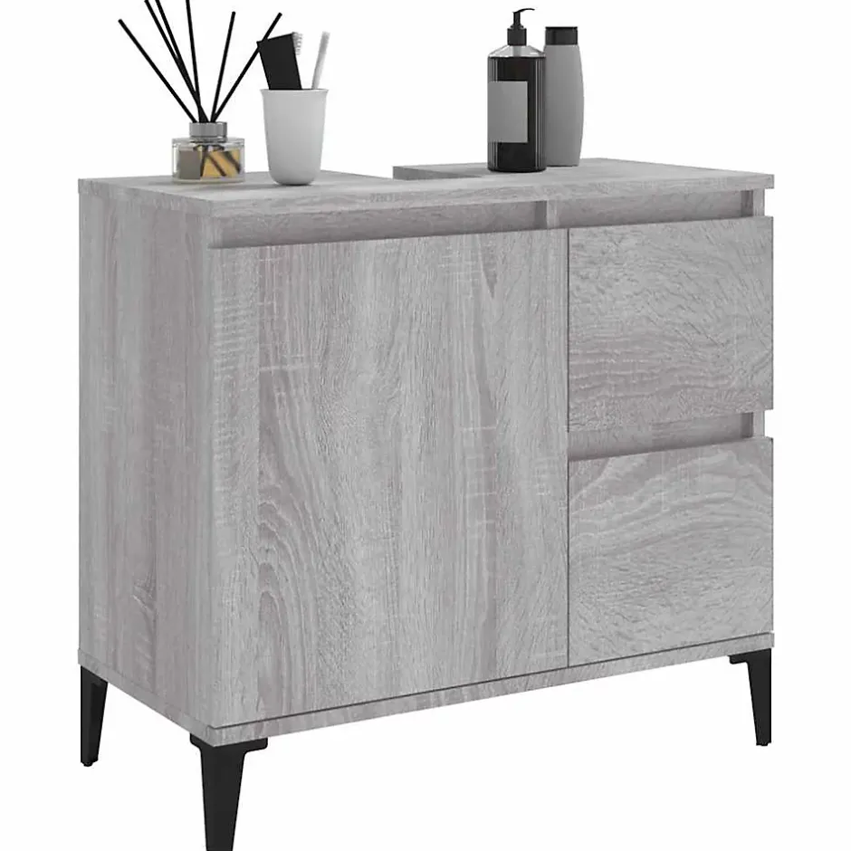 zmh Armoire de bain sonoma gris 65x33x60 cm bois d'ingénierie