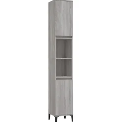 zmh Armoire de bain sonoma gris 30x30x190 cm bois d'ingénierie