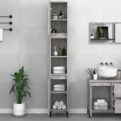 zmh Armoire de bain sonoma gris 30x30x190 cm bois d'ingénierie