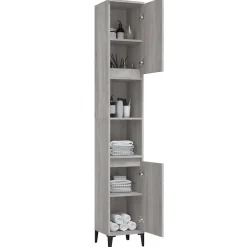 zmh Armoire de bain sonoma gris 30x30x190 cm bois d'ingénierie