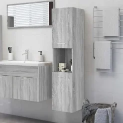 zmh Armoire de bain Sonoma gris 30x30x130 cm Bois d'ingénierie