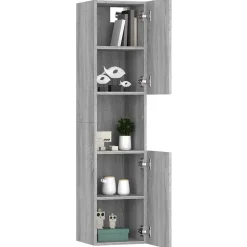 zmh Armoire de bain Sonoma gris 30x30x130 cm Bois d'ingénierie