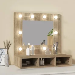 zmh Armoire de miroir avec LED Chêne sonoma 60x31,5x62 cm