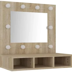 zmh Armoire de miroir avec LED Chêne sonoma 60x31,5x62 cm