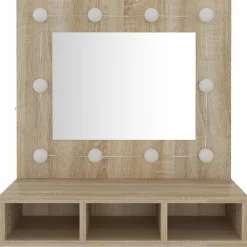 zmh Armoire de miroir avec LED Chêne sonoma 60x31,5x62 cm