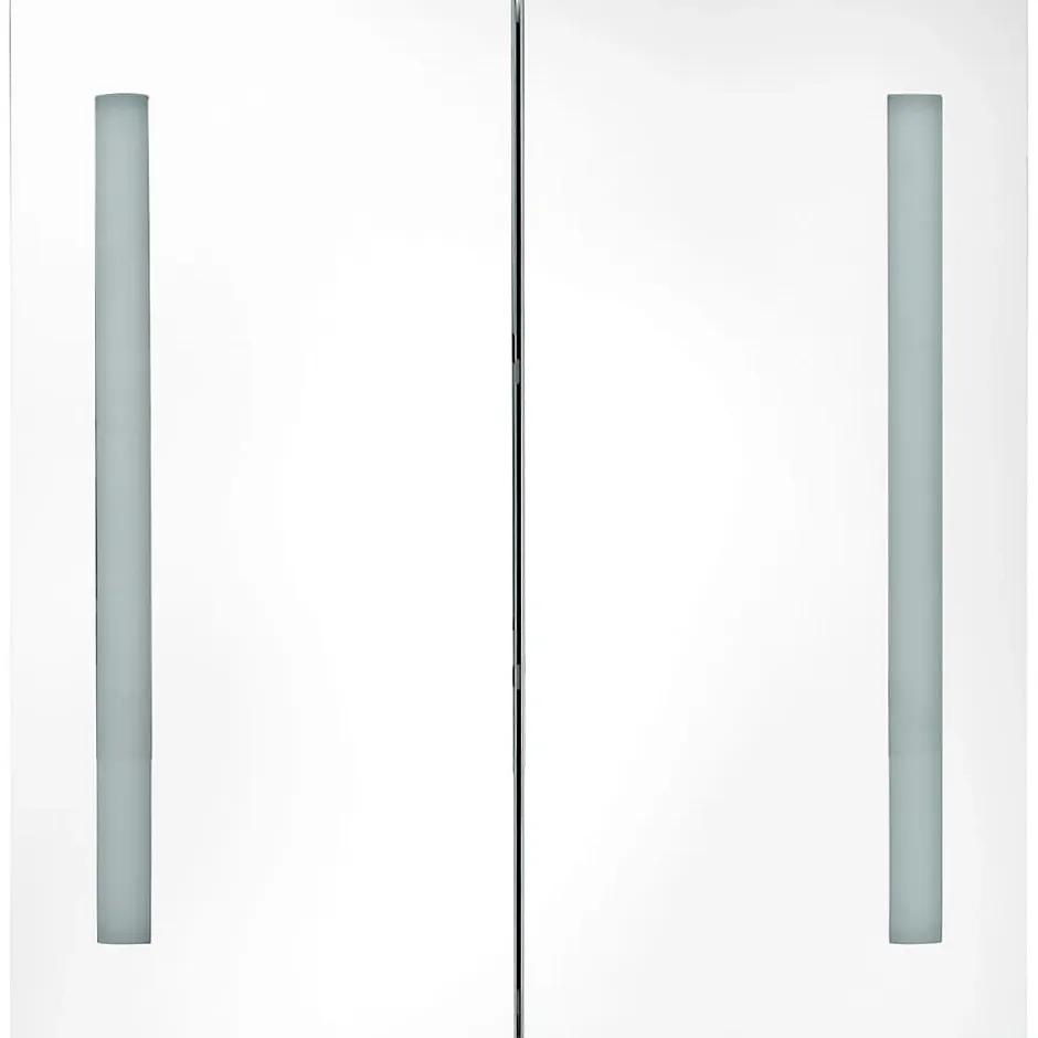 zmh Armoire de salle de bain à miroir LED noir brillant 62x14x60 cm* Meuble Wc