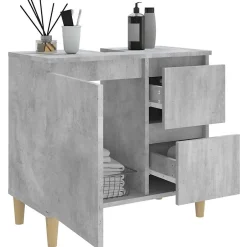 zmh Armoire de salle de bain gris béton 65x33x60 cm* Meuble Wc
