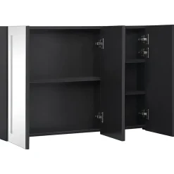 zmh Armoire de salle de bain à miroir LED 89x14x62 cm