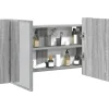 zmh Armoire de salle de bain à miroir LED sonoma gris 80x12x45 cm