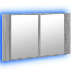 zmh Armoire de salle de bain à miroir LED sonoma gris 80x12x45 cm
