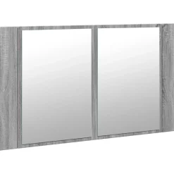 zmh Armoire de salle de bain à miroir LED sonoma gris 80x12x45 cm