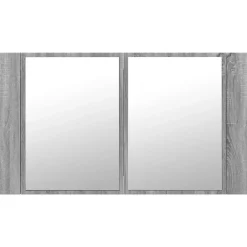 zmh Armoire de salle de bain à miroir LED sonoma gris 80x12x45 cm