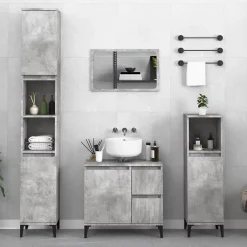 zmh Armoire de salle de bain gris béton 30x30x190 cm