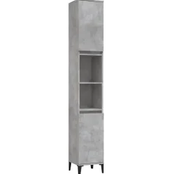 zmh Armoire de salle de bain gris béton 30x30x190 cm