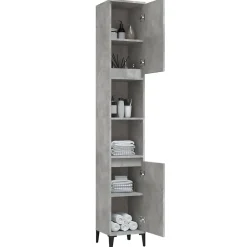 zmh Armoire de salle de bain gris béton 30x30x190 cm