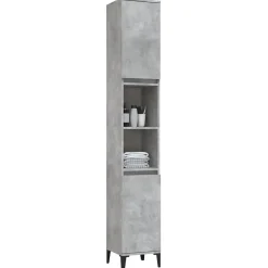 zmh Armoire de salle de bain gris béton 30x30x190 cm