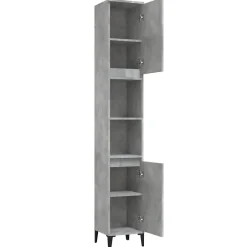 zmh Armoire de salle de bain gris béton 30x30x190 cm