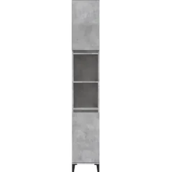 zmh Armoire de salle de bain gris béton 30x30x190 cm
