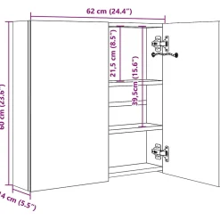 zmh Armoire de salle de bain à miroir LED 60x14x62 cm* Meuble Wc