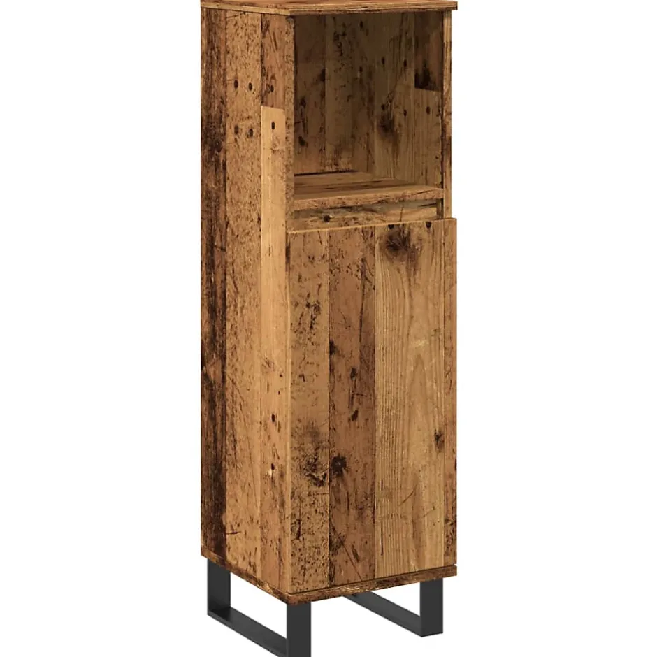 zmh Armoire de salle de bain vieux bois 30x30x100cm bois ingénierie