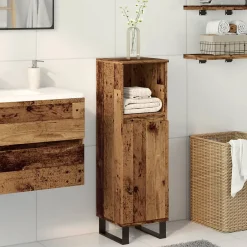 zmh Armoire de salle de bain vieux bois 30x30x100cm bois ingénierie