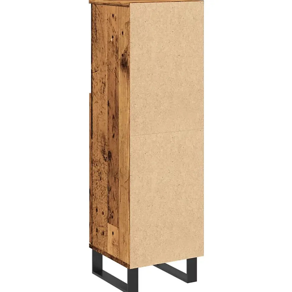 zmh Armoire de salle de bain vieux bois 30x30x100cm bois ingénierie