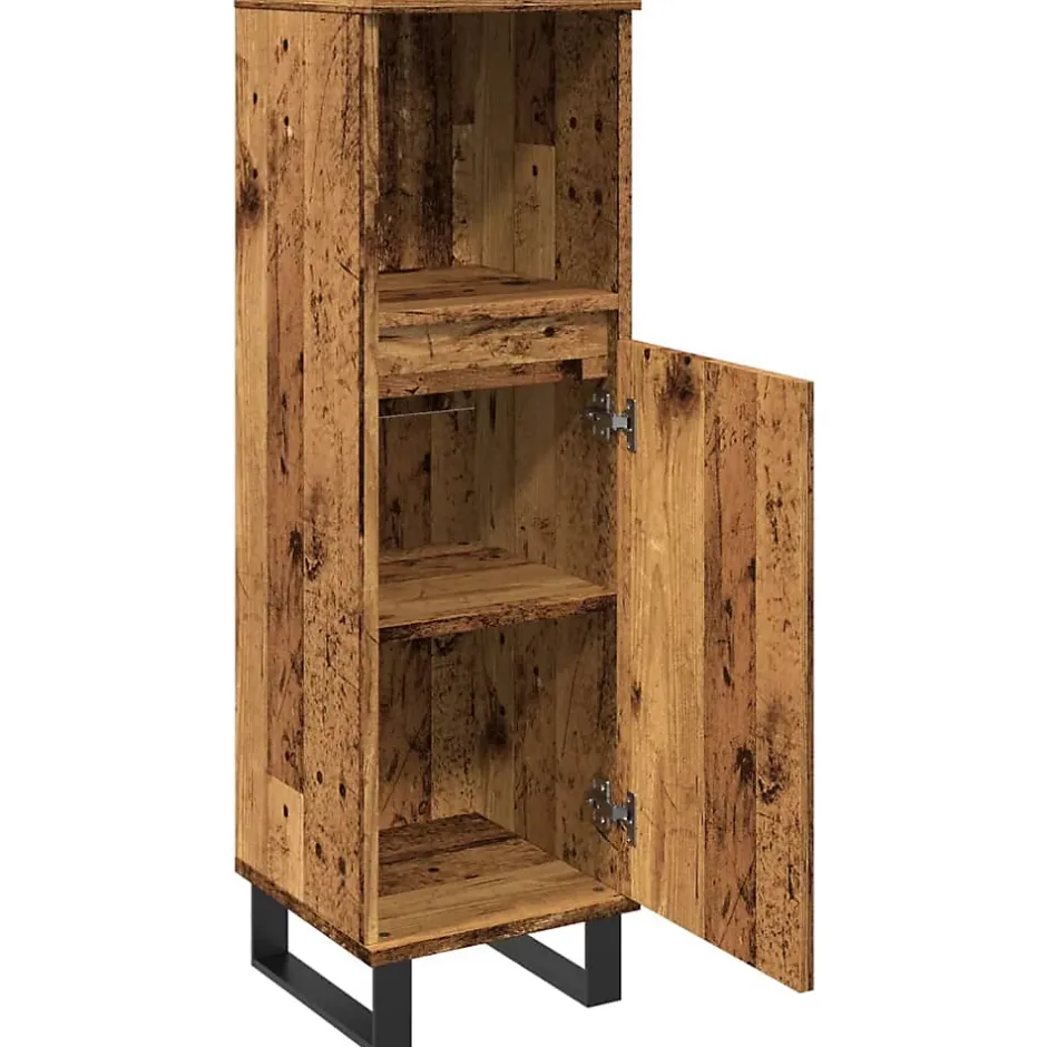 zmh Armoire de salle de bain vieux bois 30x30x100cm bois ingénierie