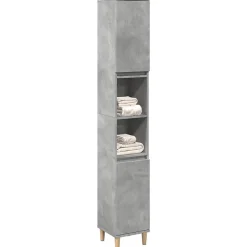 zmh Armoire de salle de bain gris béton 30x30x190 cm