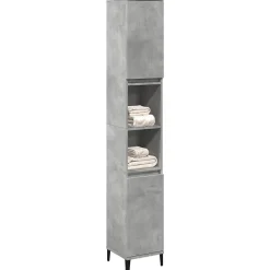 zmh Armoire de salle de bain gris béton 30x30x190 cm