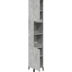 zmh Armoire de salle de bain gris béton 30x30x190 cm