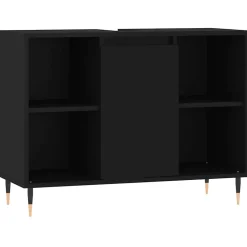 zmh Armoire de salle de bain noir 80x33x60 cm bois d'ingénierie* Meuble Wc