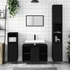 zmh Armoire de salle de bain noir 80x33x60 cm bois d'ingénierie