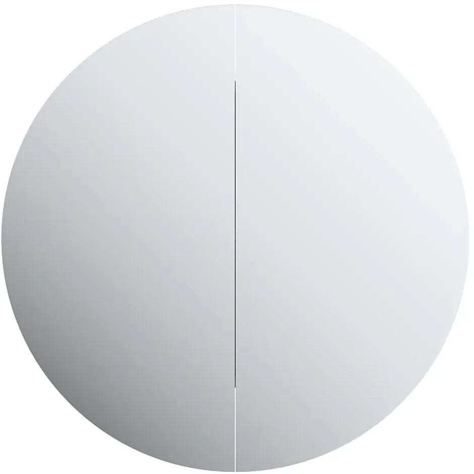 zmh Armoire de salle de bain miroir rond et LED Noir 54x54x17,5 cm