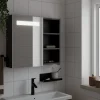 zmh Armoire de salle de bain à miroir avec LED noir 60x13x52 cm
