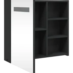 zmh Armoire de salle de bain à miroir avec LED noir 60x13x52 cm