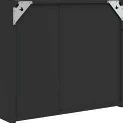 zmh Armoire de salle de bain à miroir avec LED noir 60x13x52 cm