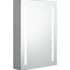 zmh Armoire de salle de bain à miroir LED gris béton 50x13x70 cm* Meuble Wc