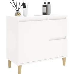 zmh Armoire de salle de bain blanc 65x33x60 cm bois d'ingénierie