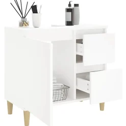 zmh Armoire de salle de bain blanc 65x33x60 cm bois d'ingénierie