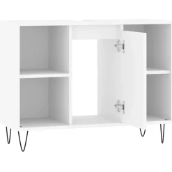 zmh Armoire de salle de bain blanc 80x33x60 cm bois d'ingénierie* Meuble Wc