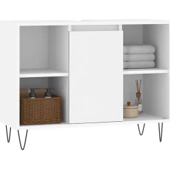zmh Armoire de salle de bain blanc 80x33x60 cm bois d'ingénierie* Meuble Wc