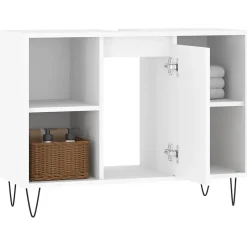 zmh Armoire de salle de bain blanc 80x33x60 cm bois d'ingénierie* Meuble Wc