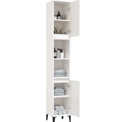 zmh Armoire de salle de bain blanc 30x30x190 cm bois d'ingénierie* Meuble Wc