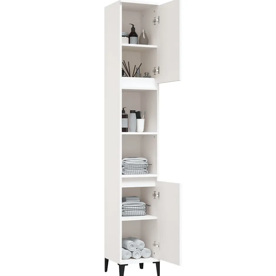 zmh Armoire de salle de bain blanc 30x30x190 cm bois d'ingénierie* Meuble Wc