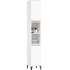 zmh Armoire de salle de bain blanc 30x30x190 cm bois d'ingénierie* Meuble Wc