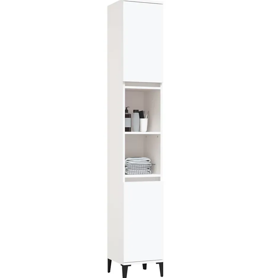zmh Armoire de salle de bain blanc 30x30x190 cm bois d'ingénierie* Meuble Wc