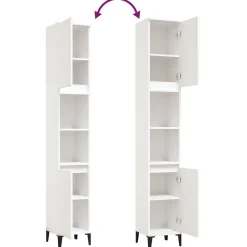 zmh Armoire de salle de bain blanc 30x30x190 cm bois d'ingénierie* Meuble Wc