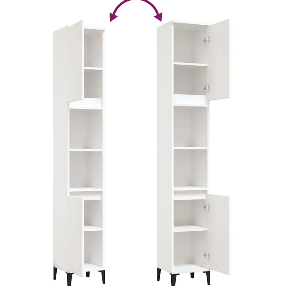 zmh Armoire de salle de bain blanc 30x30x190 cm bois d'ingénierie* Meuble Wc