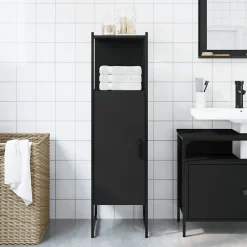 zmh Armoire de salle de bain noir 33x33x120,5 cm bois d'ingénierie* Meuble Wc